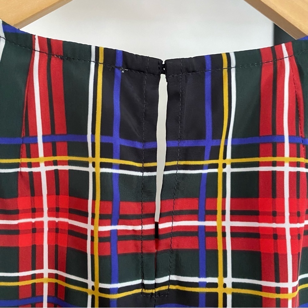 J. Crew Red Green Black Blue Tartan Christmas Holiday Plaid Ruffle Tank Top 0 - Picture 8 of 13